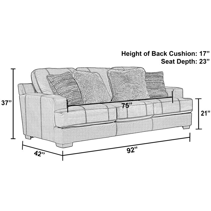Wade Logan® Arieyanna 92" Italian Leather Match Sofa with 4 Included Accent Pillows Wayfair